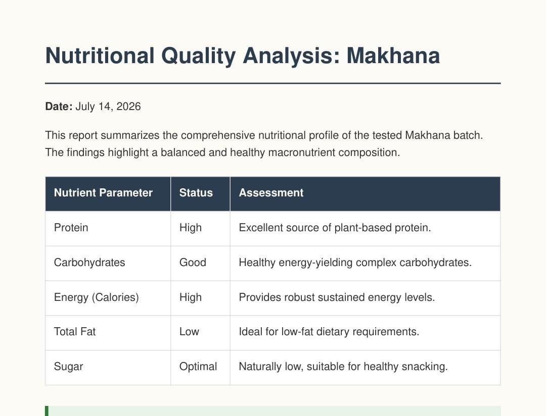 Nutritional Quality Analysis: Makhana
